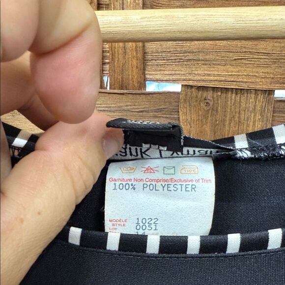 Vintage Frank Lyman Design Black Tank Top with Striped Trim - Picture 3 of 3